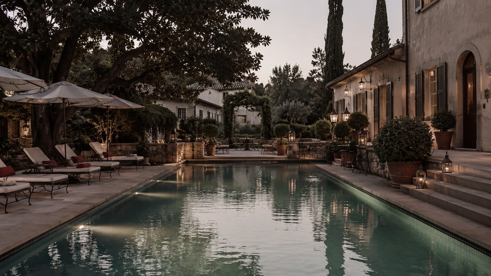The Verene pool at dusk